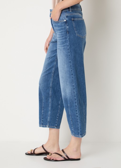 OPUS Melly Twisted low waist cropped tapered jeans met medium wassing - detail 4 indigo