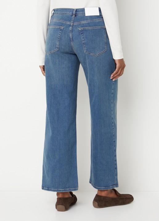 OPUS Meni high waist wide leg jeans met medium wassing - achterkant indigo
