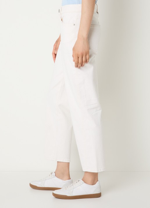 OPUS Minah Honest mid waist straight leg cropped jeans met steekzakken - detail 5 beige
