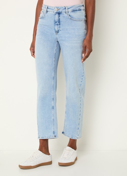 OPUS Minah Honest mid waist straight leg cropped jeans met steekzakken