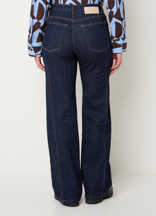 OPUS Miva high waist straight fit jeans met donkere wassing - achterkant indigo