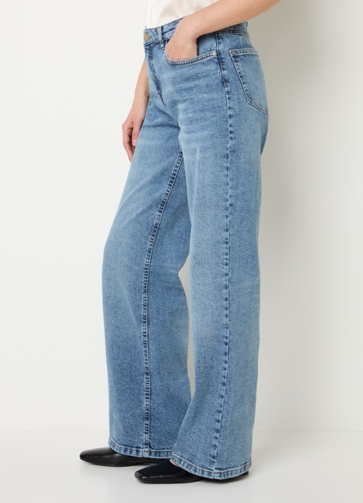 OPUS Miva high waist wide leg jeans met medium wassing - detail 2 indigo