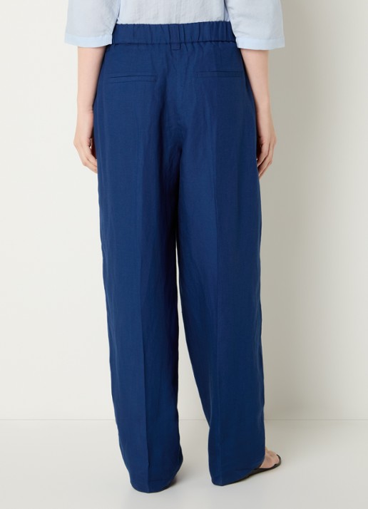 OPUS Moira high waist wide fit pantalon met steekzakken - achterkant 4 blauw