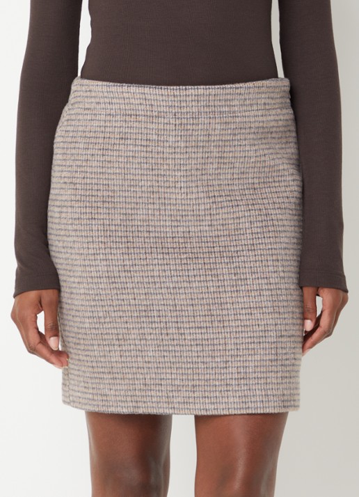 OPUS Ravenna Mod minirok in wolblend met ruitdessin
