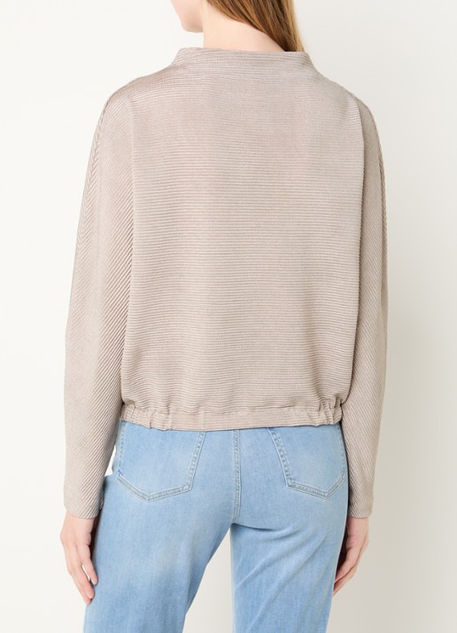 OPUS Saglanz top met ribstructuur - achterkant 3 taupe