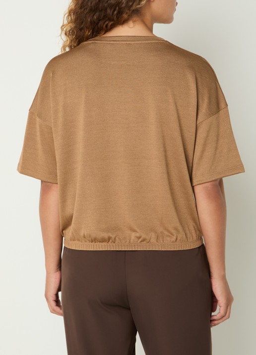 OPUS Salien T-shirt met ronde hals - achterkant 4 camel