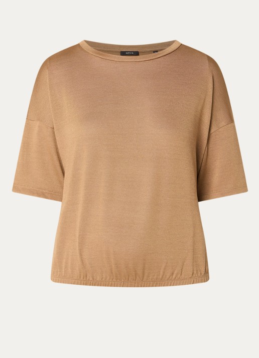 OPUS Salien T-shirt met ronde hals - voorkant 2 camel
