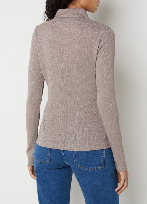 OPUS Sapippa fijngebreide top met lurex - achterkant 3 zand