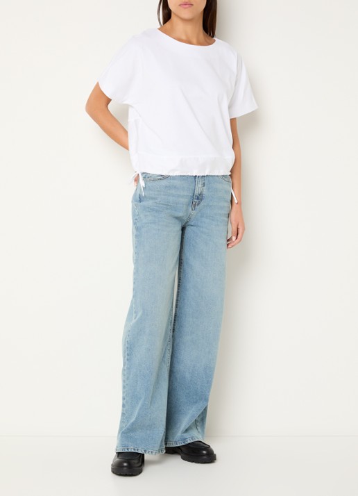 OPUS Sarzi T-shirt met strikdetail - voorkant 4 wit