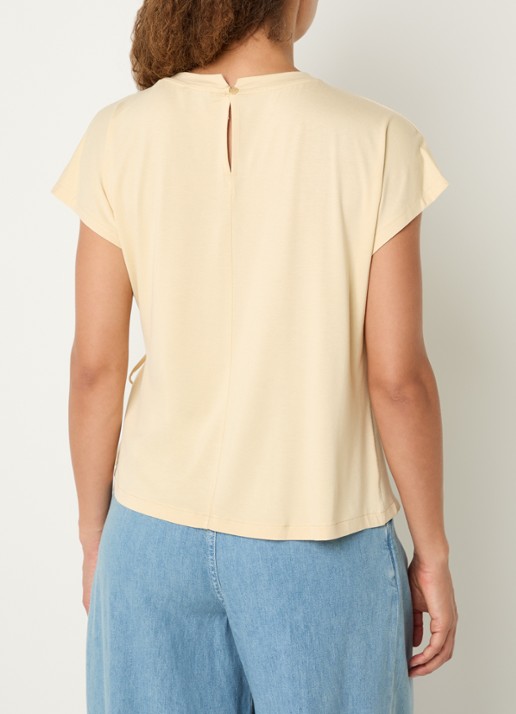 OPUS Sifem top van jersey met strikdetail - achterkant 4 lichtgeel