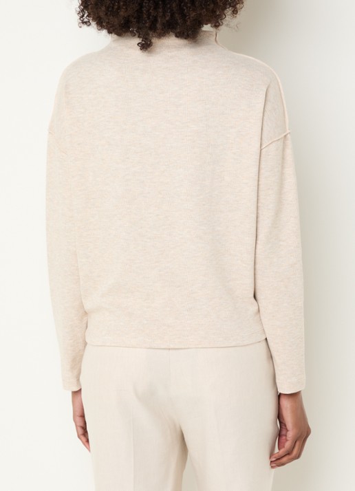 OPUS Sinzi top met opstaande kraag - achterkant beige