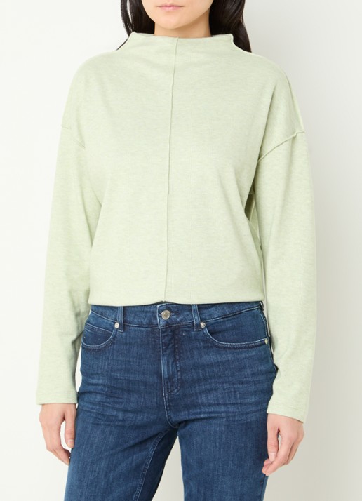 OPUS Sinzi top met opstaande kraag - detail 4 lindegroen