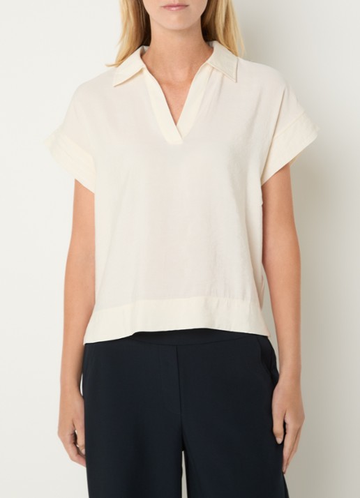 OPUS Siula tuniek met V-hals - detail gebroken wit