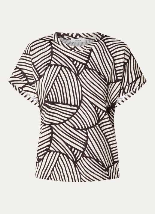 OPUS Soprinti T-shirt van jersey met print - voorkant 2 bruin