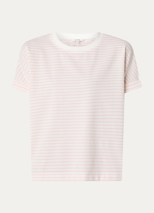 OPUS Sotel T-shirt met streepprint - voorkant lichtroze