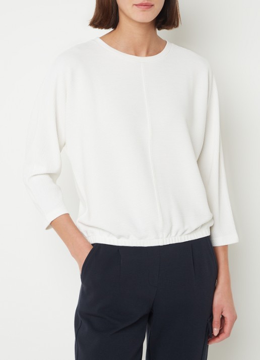 OPUS Suzzina top van jersey met ribstructuur - detail 3 gebroken wit