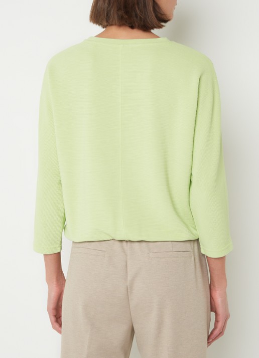 OPUS Suzzina top van jersey met ribstructuur - achterkant 3 lichtgroen