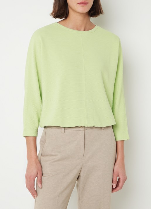 OPUS Suzzina top van jersey met ribstructuur - detail 4 lichtgroen