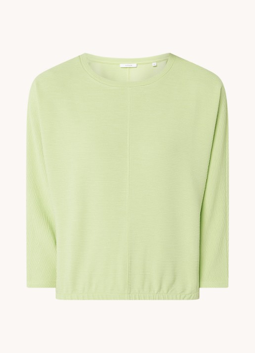 OPUS Suzzina top van jersey met ribstructuur - voorkant lichtgroen