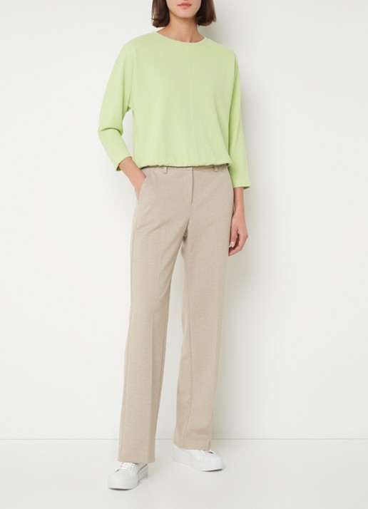 OPUS Suzzina top van jersey met ribstructuur - voorkant 2 lichtgroen