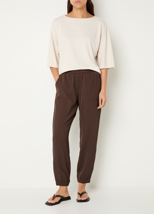 OPUS Syros top met ronde hals - voorkant 2 beige