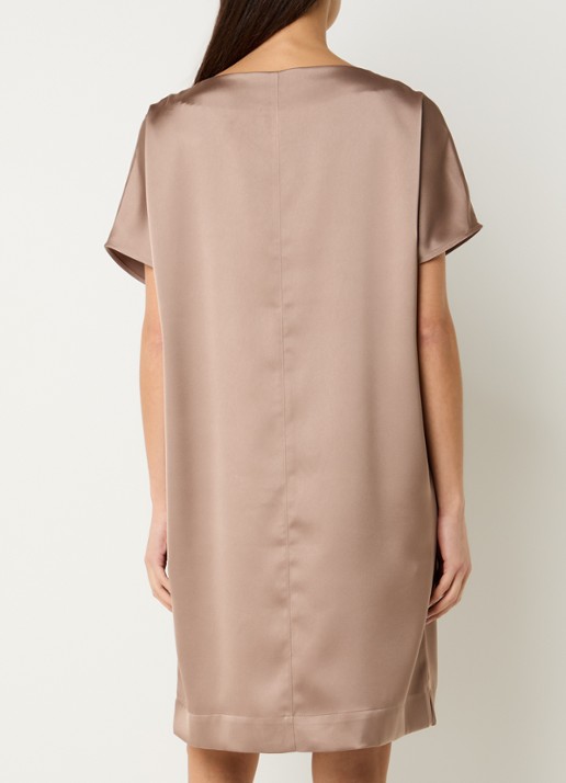 OPUS Wanell mini jurk van satijn - achterkant 4 beige