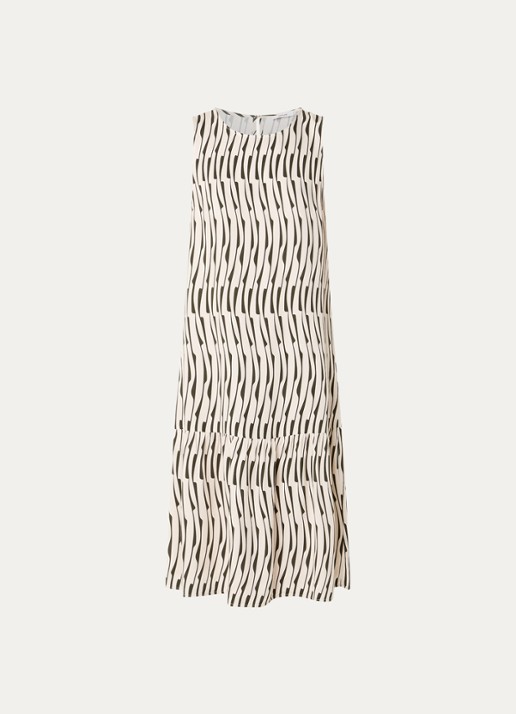 OPUS Wicy midi jurk met print - voorkant 3 creme