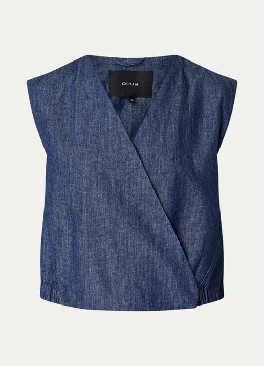 OPUS Wiona gilet met V-hals - voorkant indigo