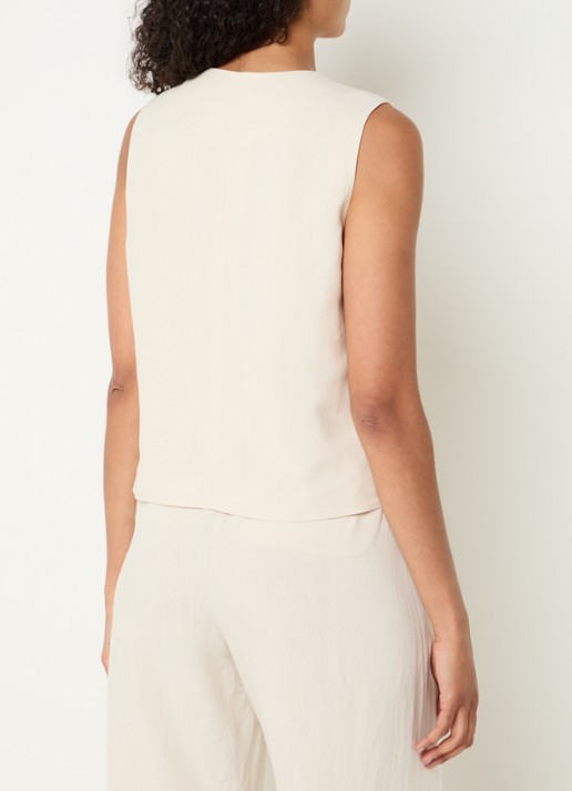 OPUS Wrina gilet in linnenblend - achterkant 5 creme