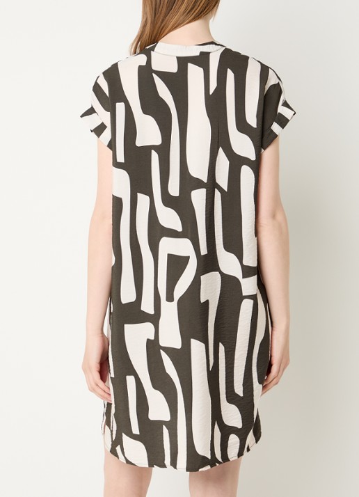 OPUS Wulana Dune mini tuniekjurk met print - achterkant 4 bronsgroen