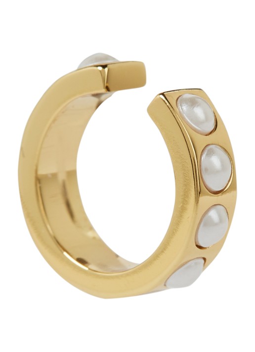 Orelia Chunky Pearl ear cuff  - voorkant goud