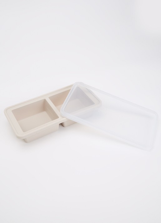Original Food Cube Mealprep bak 2 x 0,5 l  - voorkant 2 beige