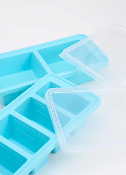 Original Food Cube Mealprep bak set van 2 - 4 x 0,25 l en 2 x 0,5 l  - voorkant 2 aquablauw