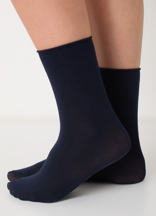 Oroblu Cheryl sokken in kasjmierblend - voorkant 5 donkerblauw