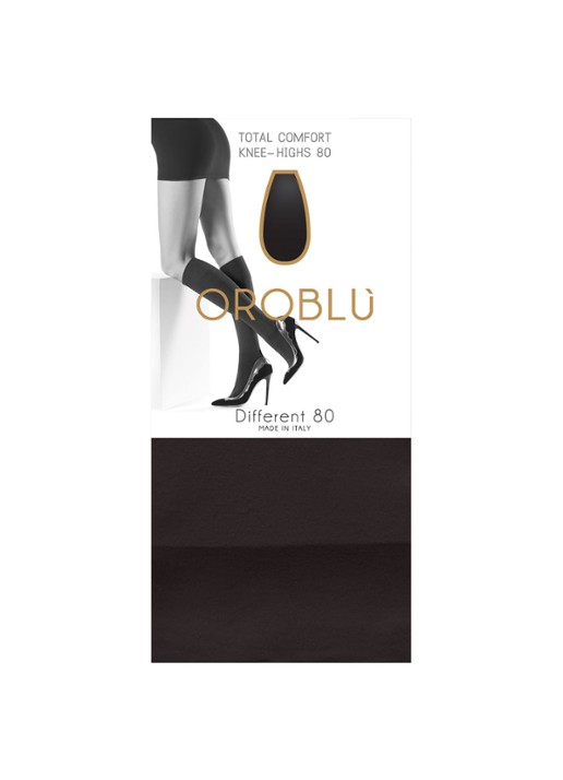 Oroblu Gambaletto Different kniekousen in 80 denier - voorkant zwart