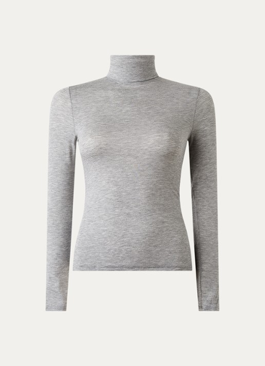 Oroblu Longsleeve in kasjmierblend met col - voorkant grijs
