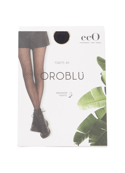 Oroblu  panty in 40 denier met ruitdessin - voorkant zwart
