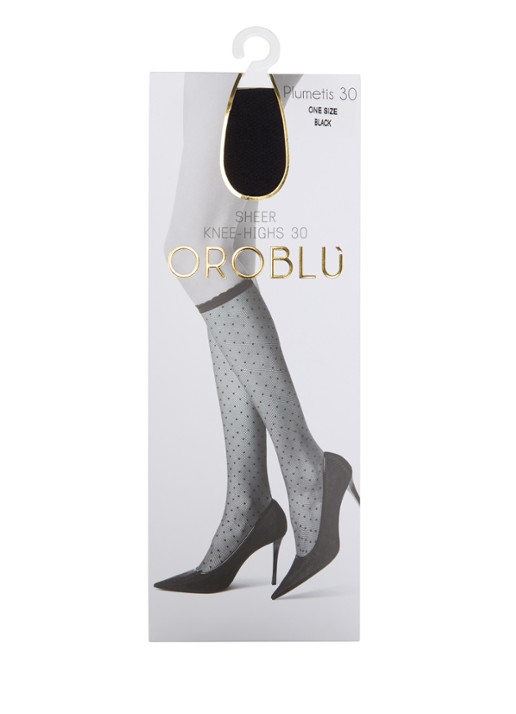 Oroblu Plumetis kniekousen met stippenprint in 30 denier