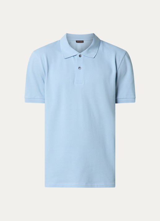 Oscar Jacobson Alex regular fit polo van piqué katoen - voorkant 2 lichtblauw