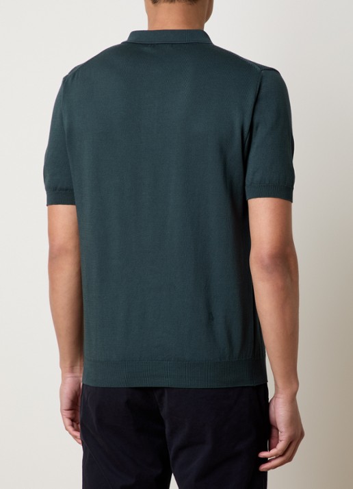 Oscar Jacobson Barto regular fit polo met ingebreid patroon - achterkant donkergroen