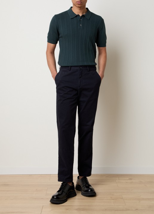 Oscar Jacobson Barto regular fit polo met ingebreid patroon - voorkant 3 donkergroen