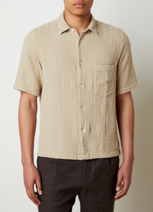 Oscar Jacobson City regular fit overhemd met structuur en borstzak - detail 5 khaki