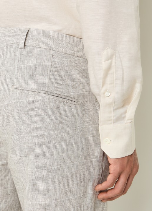 Oscar Jacobson Dandy pantalon in linnenblend met ruitdessin - detail 6 lichtgrijs