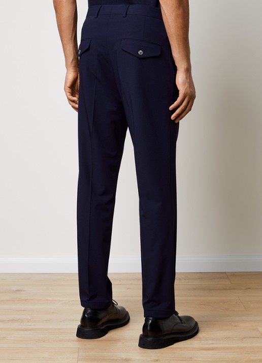 Oscar Jacobson Decker straight fit pantalon met steekzakken - achterkant 8 donkerblauw