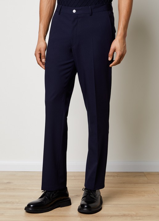 Oscar Jacobson Decker straight fit pantalon met steekzakken - detail donkerblauw