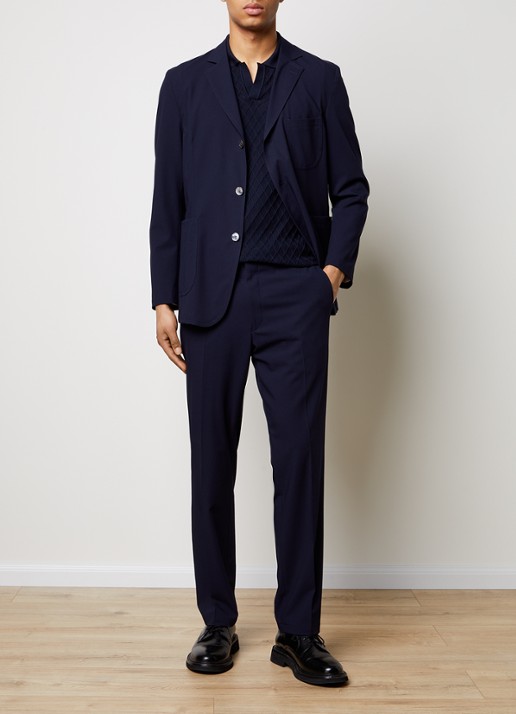 Oscar Jacobson Decker straight fit pantalon met steekzakken - voorkant 7 donkerblauw