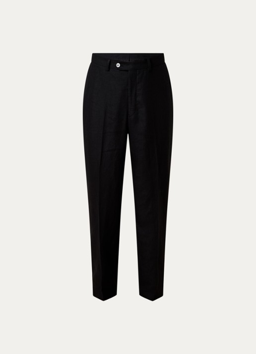 Oscar Jacobson Del S loose fit pantalon van linnen met steekzakken - voorkant 5 zwart