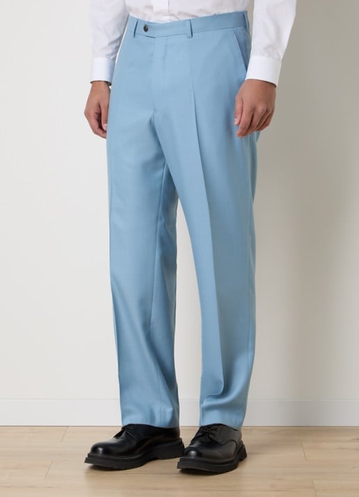 Oscar Jacobson Del straight fit pantalon van wol met steekzakken