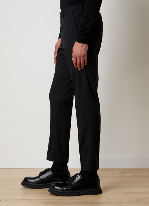 Oscar Jacobson Denz slim fit pantalon van wol met steekzakken - detail 5 zwart
