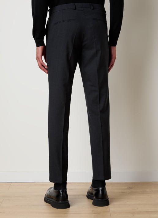 Oscar Jacobson Denz slim fit pantalon van wol met steekzakken - achterkant donkergrijs